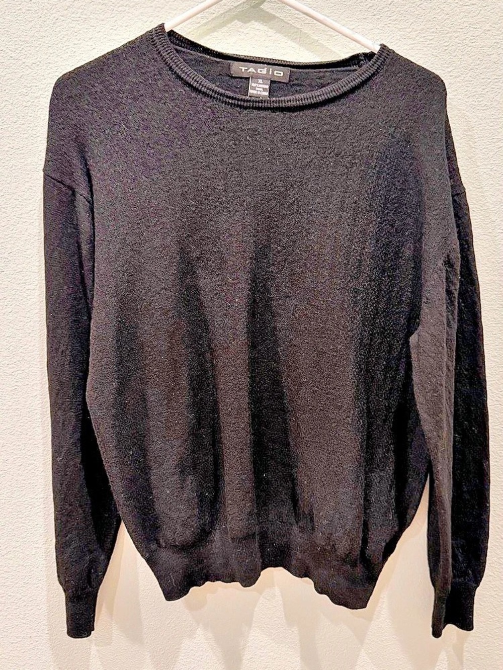 TAGIO Long Sleeve Merino Wool Top Black Size XL